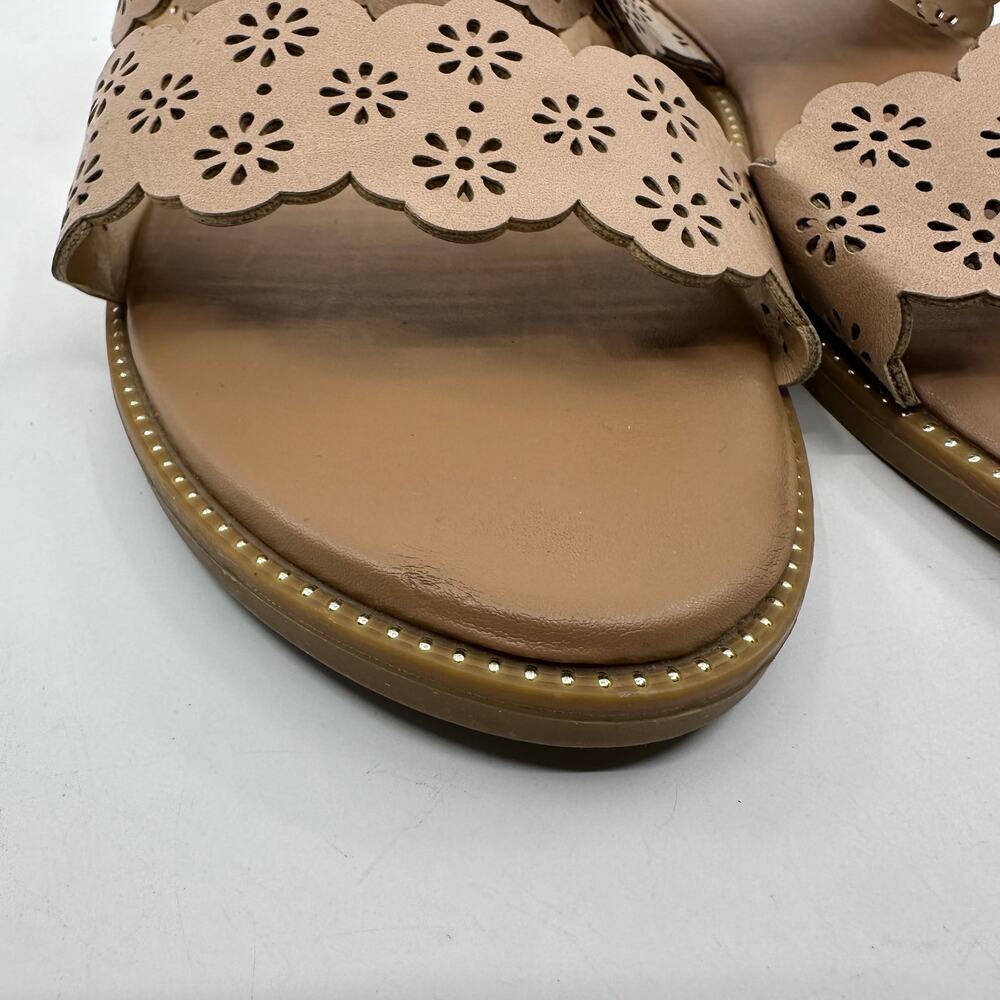 Kensie Sandals Floral Laser Cutout WMNS 9.5 Tan Slide On Boho Coastal Casual - Picture 7 of 10